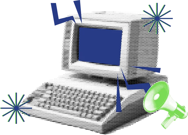 Computador futurista e simpático, símbolo do projeto Pitaco